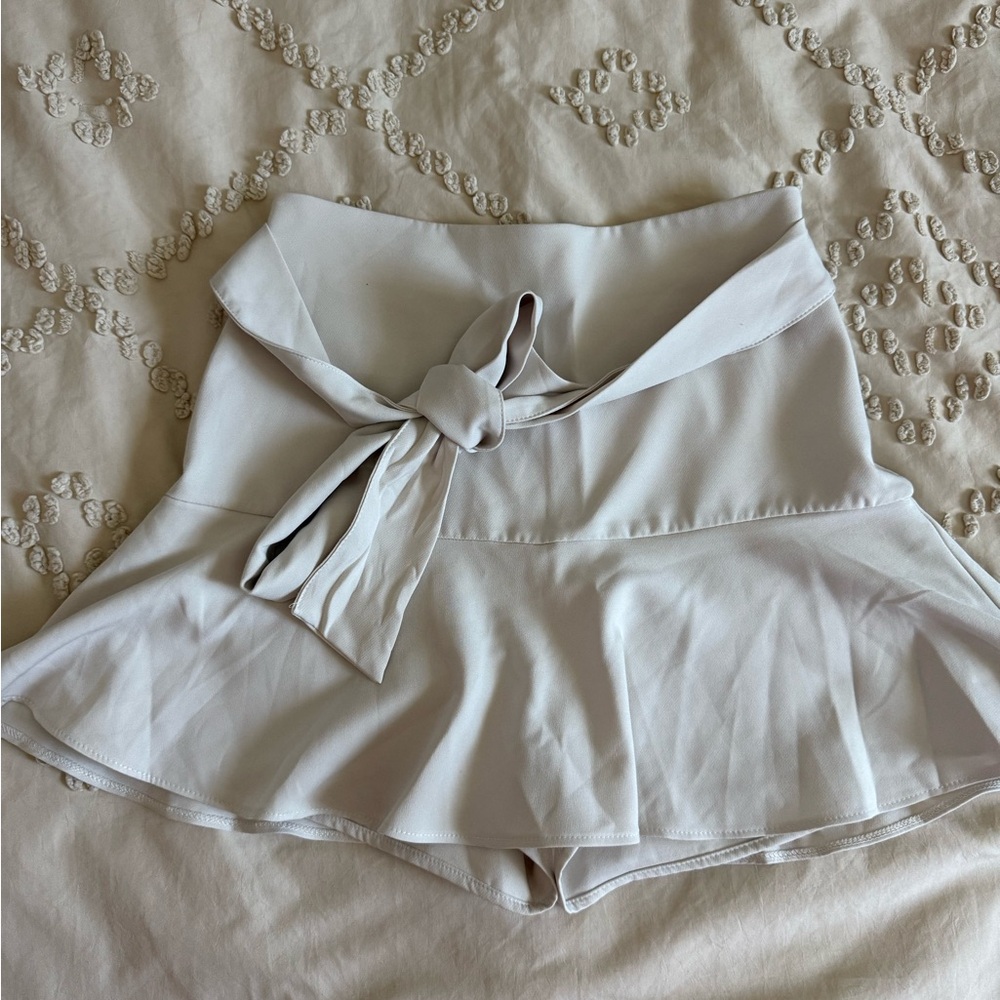 Zara Cream Skorts with Tie Detail